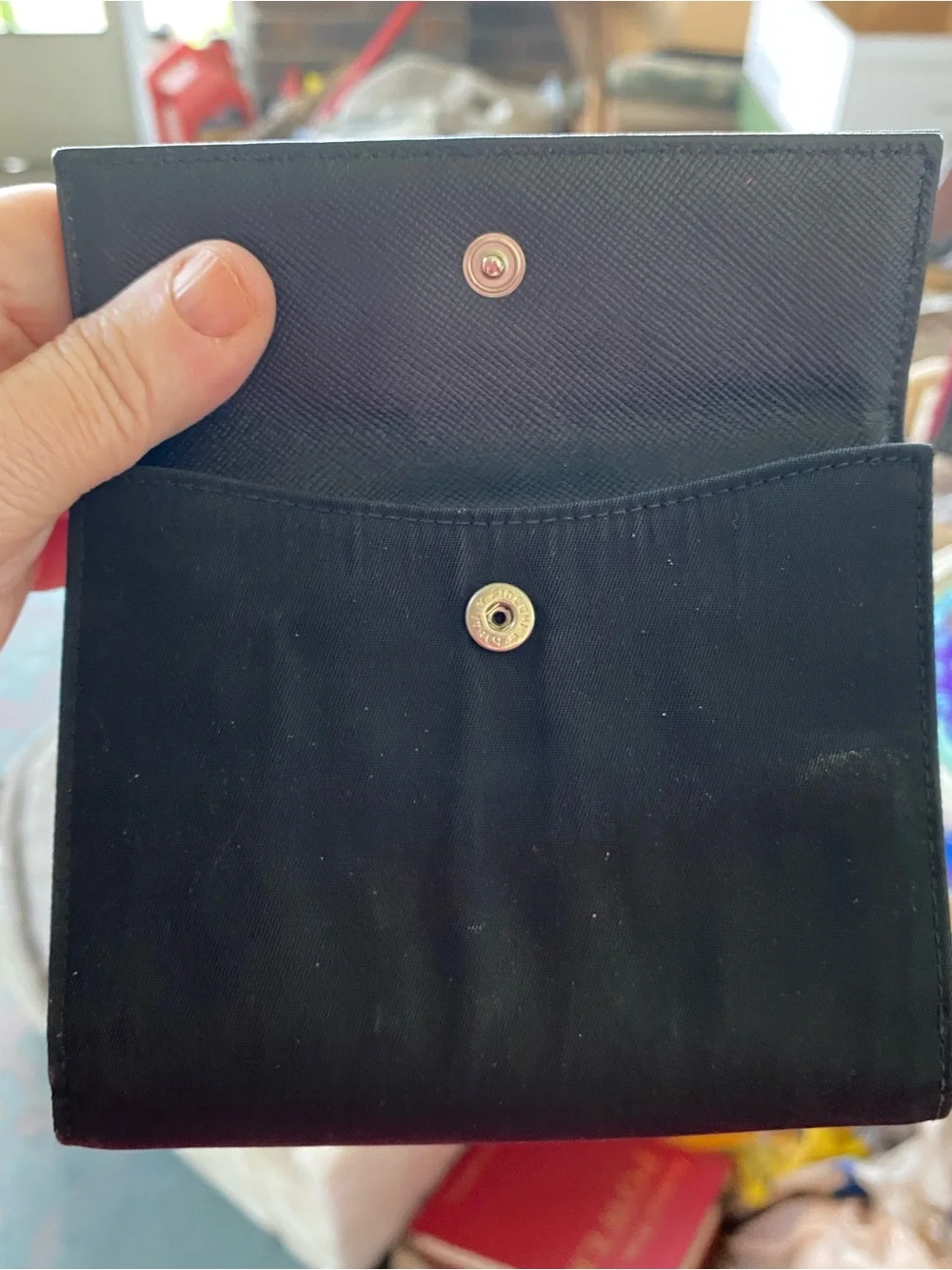 Prada Black Nylon Wallet with Gold Triangle Logo - Picture 5 of 9